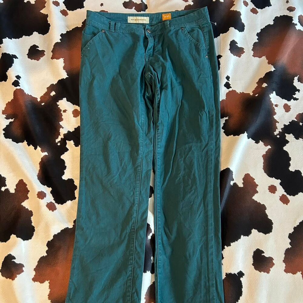 Pilcro Women's Green and Blue Trousers